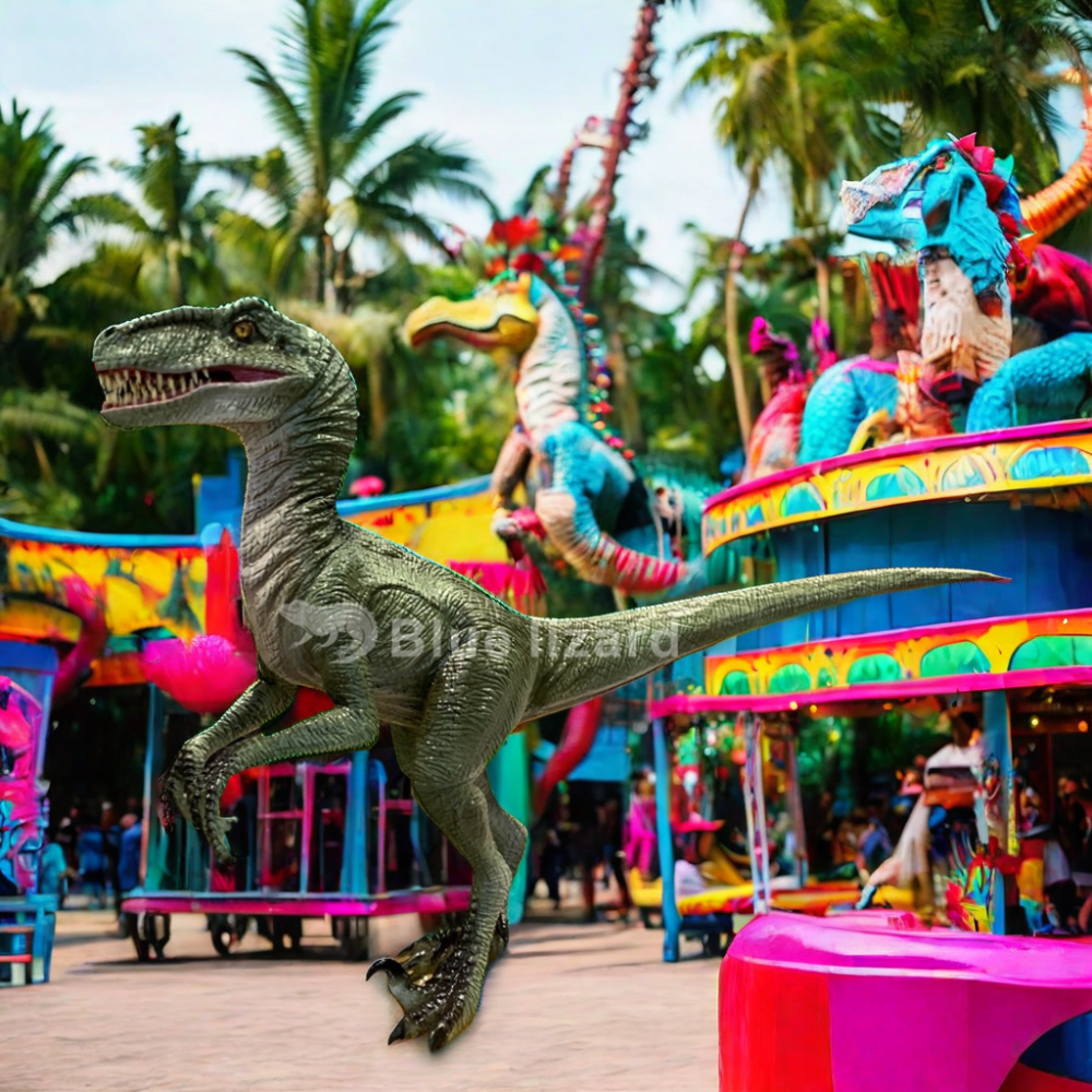 Life Size Realistic Velociraptor Animatronic Dinosaur for Amusement Park & School/Playhouse Inspired by Jurassic World